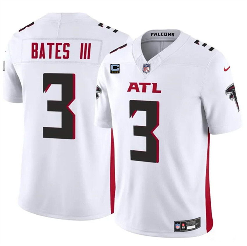 Men's White Atlanta Falcons #3 Jessie Bates III 2024 F.U.S.E With 3-Star C Patch Vapor Untouchable Limited Stitched Football Jersey